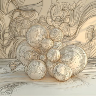 Floramachina Mosaicism style, Midjourney V6.1: abstract 3D render