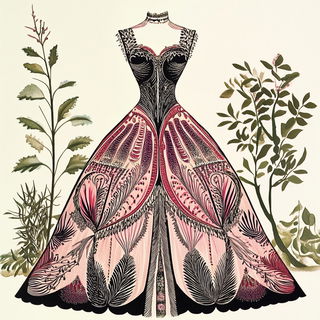 Stripecrow Paperglyphics style, Midjourney V6.1: haute-couture fashion outfit