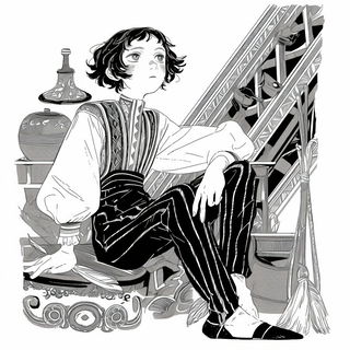 Stripecrow Paperglyphics style, Midjourney V6.1: black-and-white manga comic strip