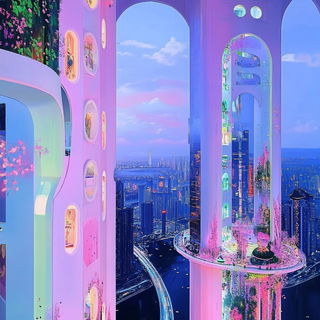 Ceramic Coastglass style, Midjourney V6.1: megacity with futuristic bioarchitecture
