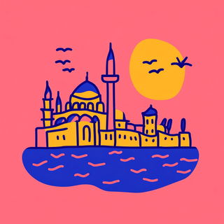 Botanivoyage style, Midjourney V6.1: bold minimalist logo design for Istanbul city municipal services