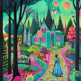 Tessellacrylic style, Midjourney V6.1: retro fairy-tale illustration