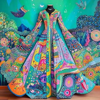 Tessellacrylic style, Midjourney V6.1: haute-couture fashion outfit