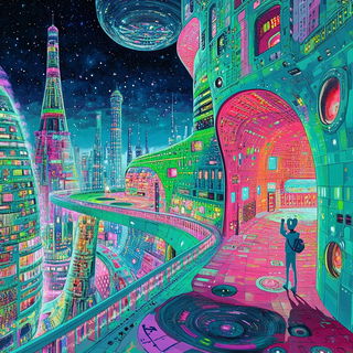Tessellacrylic style, Midjourney V6.1: cinematic shot from sci-fi movie