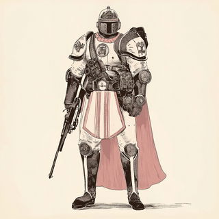 Verdigris Gilt style, Midjourney V6.1: concept art character design of retropunk steam knight