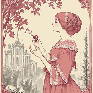 Verdigris Gilt style, Midjourney V6.1: retro fairy-tale illustration