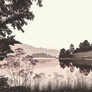 Verdigris Gilt style, Midjourney V6.1: realistic landscape photograph of quiet dawn