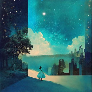 Red Occlusion style, Midjourney V6.1: retro fairy-tale illustration