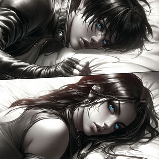 Cinnabar Spinebinding style, Midjourney V6.1: black-and-white manga comic strip