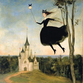 Alpine Glyphwing style, Midjourney V6.1: retro fairy-tale illustration