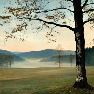Alpine Glyphwing style, Midjourney V6.1: realistic landscape photograph of quiet dawn