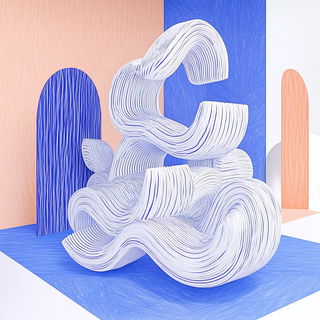 Contourvista style, Midjourney V6.1: abstract 3D render