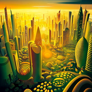 Radiant Highway Futurism style, Midjourney V6.1: megacity with futuristic bioarchitecture