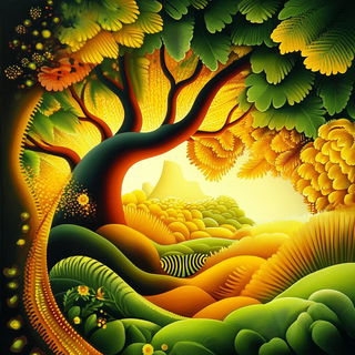 Radiant Highway Futurism style, Midjourney V6.1: traditional folk art