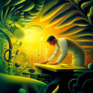 Radiant Highway Futurism style, Midjourney V6.1: editorial illustration for popular scientific magazine cover