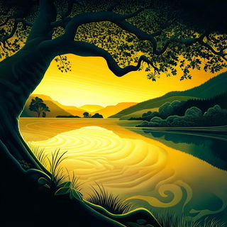 Radiant Highway Futurism style, Midjourney V6.1: realistic landscape photograph of quiet dawn