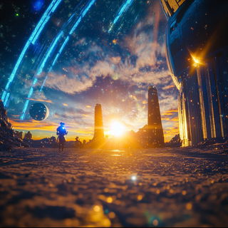 Wirestroke Calligrafunk style, Midjourney V6.1: cinematic shot from sci-fi movie