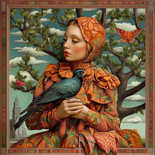 Apatite Lake Engines style, Midjourney V6.1: retro fairy-tale illustration