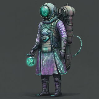 Tenonwild style, Midjourney V6.1: concept art character design of retropunk steam knight