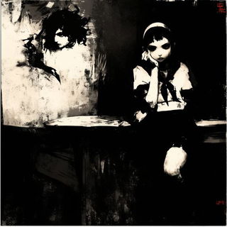 Winterstar Vastness style, Midjourney V6.1: black-and-white manga comic strip