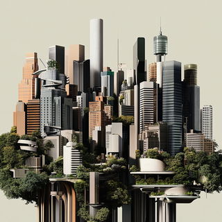 Tidal Monolithics style, Midjourney V6.1: megacity with futuristic bioarchitecture