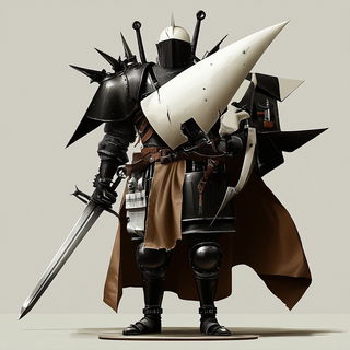 Tidal Monolithics style, Midjourney V6.1: concept art character design of retropunk steam knight