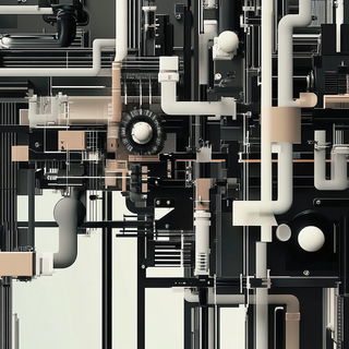 Tidal Monolithics style, Midjourney V6.1: technical infrastructure blueprint schematics