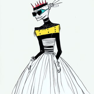 Hatchwild style, Midjourney V6.1: haute-couture fashion outfit