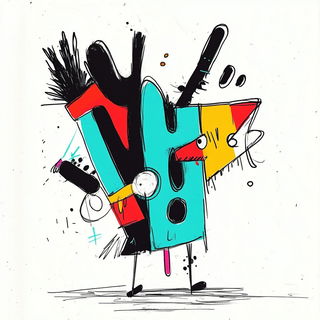 Hatchwild style, Midjourney V6.1: typographic composition with large letters