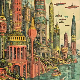 Amaterasu Panelworks style, Midjourney V6.1: megacity with futuristic bioarchitecture