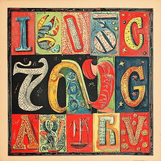 Amaterasu Panelworks style, Midjourney V6.1: typographic composition with large letters