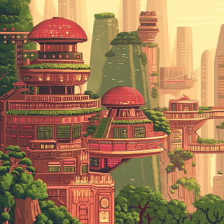 Botanitectonics style, Midjourney V6.1: megacity with futuristic bioarchitecture