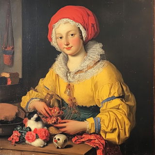 Papercast Valleymaking style, Midjourney V6.1: classical 18th-century oil painting
