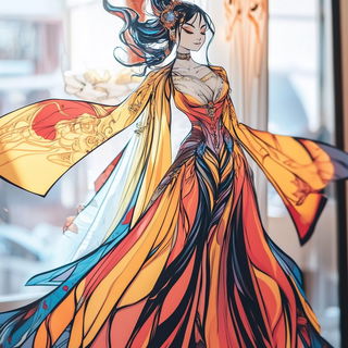 Marblegate Velocism style, Midjourney V6.1: haute-couture fashion outfit