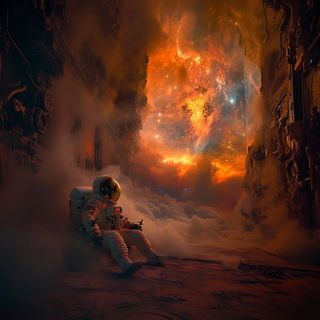 Wavefold Chintz style, Midjourney V6.1: cinematic shot from sci-fi movie
