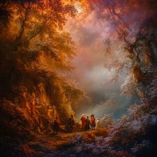 Wavefold Chintz style, Midjourney V6.1: classical 18th-century oil painting