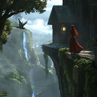 Cloudsea Megastructure style, Midjourney V6.1: retro fairy-tale illustration