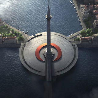 Cloudsea Megastructure style, Midjourney V6.1: bold minimalist logo design for Istanbul city municipal services