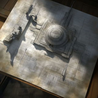 Cloudsea Megastructure style, Midjourney V6.1: technical infrastructure blueprint schematics