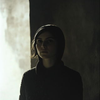 Stormcut Lithomotion style, Midjourney V6.1: photographic portrait of female protagonist