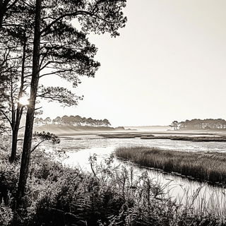 Stratacinder style, Midjourney V6.1: realistic landscape photograph of quiet dawn