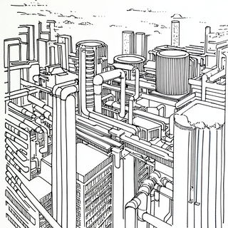 Stratacinder style, Midjourney V6.1: technical infrastructure blueprint schematics