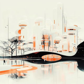 Clockwork Canopyism style, Midjourney V6.1: megacity with futuristic bioarchitecture