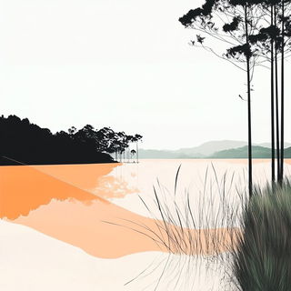 Clockwork Canopyism style, Midjourney V6.1: realistic landscape photograph of quiet dawn
