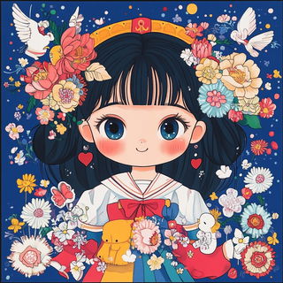 Petal Afterimage style, Midjourney V6.1: traditional folk art