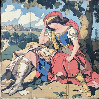 Petal Afterimage style, Midjourney V6.1: classical 18th-century oil painting