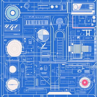 Petal Afterimage style, Midjourney V6.1: technical infrastructure blueprint schematics