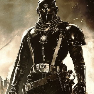 Chromaflux style, Midjourney V6.1: concept art character design of retropunk steam knight