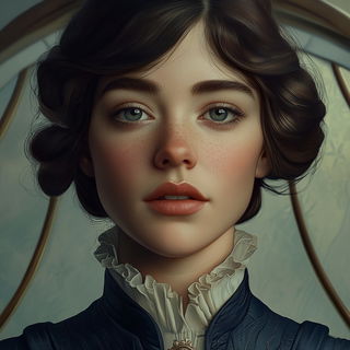 Hatching Under the Eaves style, Midjourney V6.1: photographic portrait of female protagonist