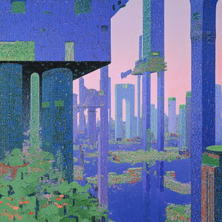 Lepidopink style, Midjourney V6.1: megacity with futuristic bioarchitecture